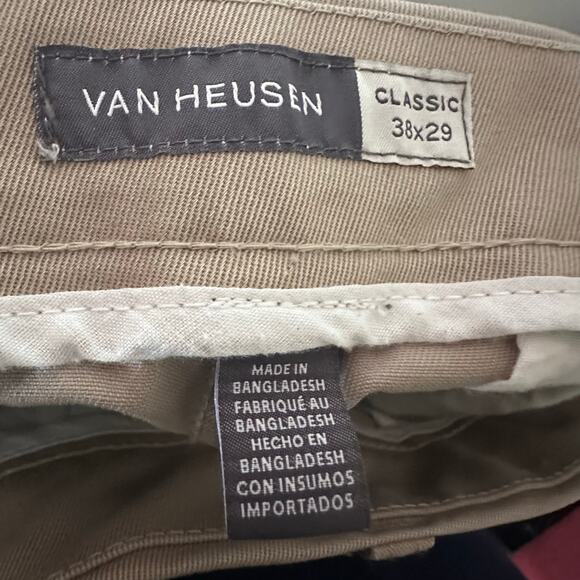 Van Heusen Classic Khaki Chino Pants Men Size 38x29 Slacks Dress Business - Picture 2 of 2